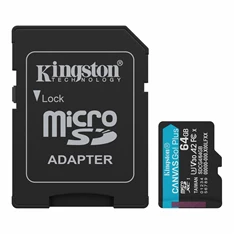 Kingston 64GB SD micro (MicroSDXC V30 U3) SDCG4/64GB memória kártya adapterrel
