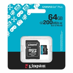 Kingston 64GB SD micro (MicroSDXC V30 U3) SDCG4/64GB memória kártya adapterrel