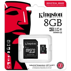 Kingston 8GB SD micro Industrial (SDHC Class 10 A1) (SDCIT2/8GB) memóriakártya + olvasó
