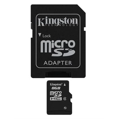 Kingston 8GB SD micro (SDHC Class 4) (SDC4/8GB) memóriakártya adapterrel
