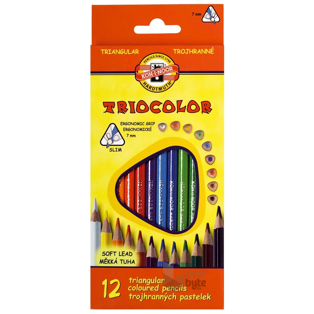 Koh-I-Noor Triocolor háromszögletű 12 db-os színesceruza készlet