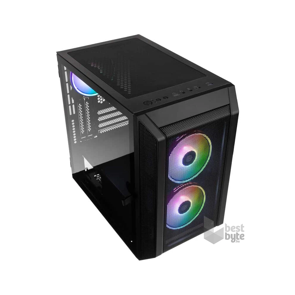 Kolink Citadel Mesh RGB mATX edzett üveg fekete ház