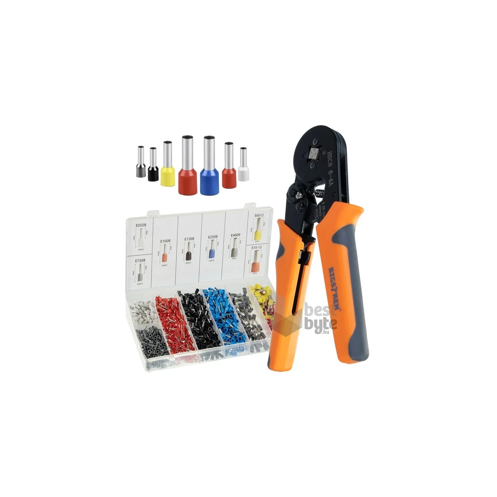 Bigstreen krimpelő fogó szett 1200 db hüvellyel és tárolódobozzal