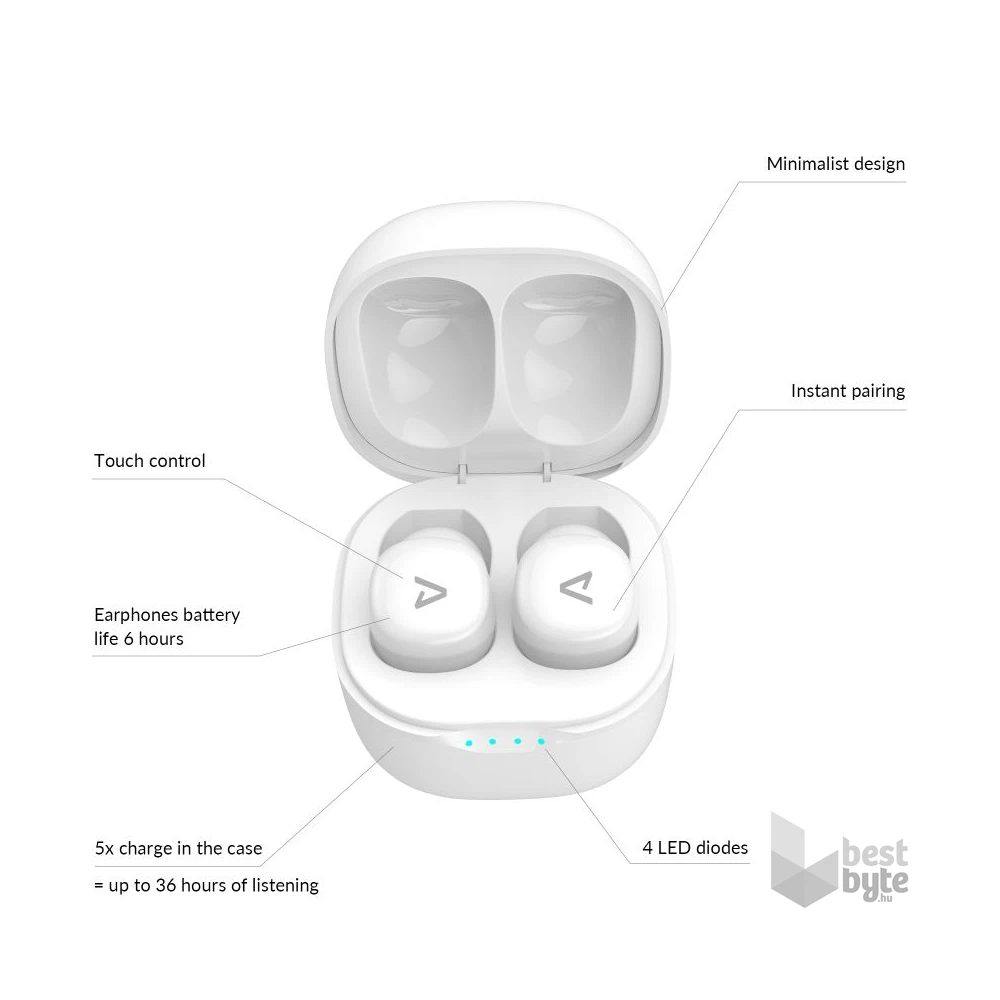 LAMAX Dots2 Touch TWS bluetooth fehér fülhallgató