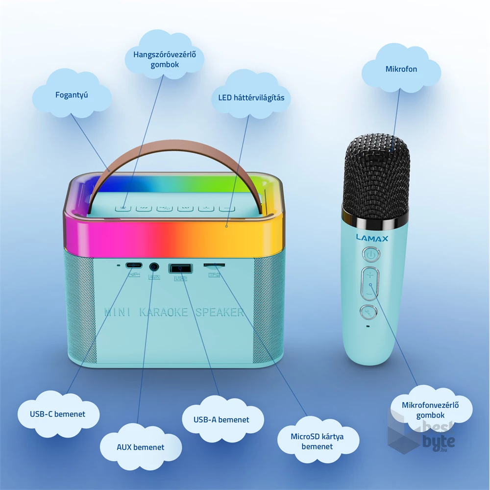LAMAX KaraokeKid1 Blue 10W kék gyermek karaoke hangszóró
