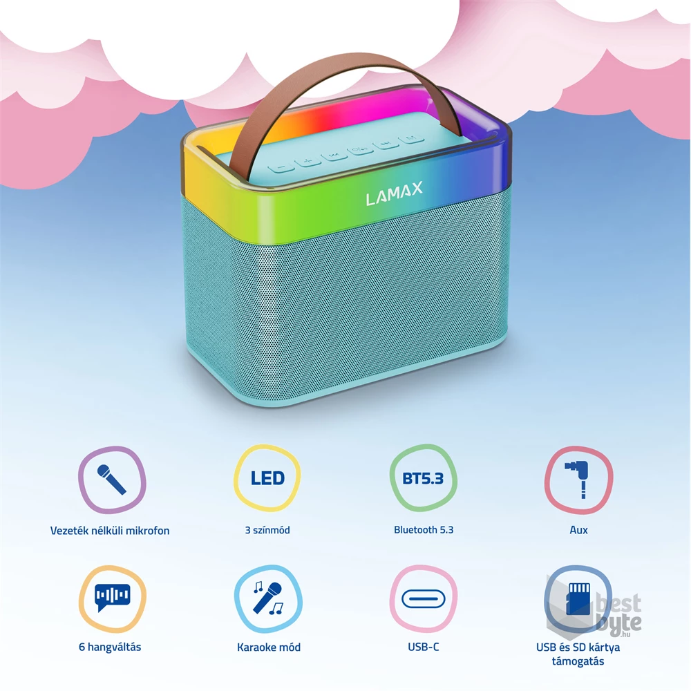 LAMAX KaraokeKid1 Blue 10W kék gyermek karaoke hangszóró