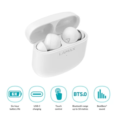 LAMAX Trims1 TWS bluetooth fehér fülhallgató