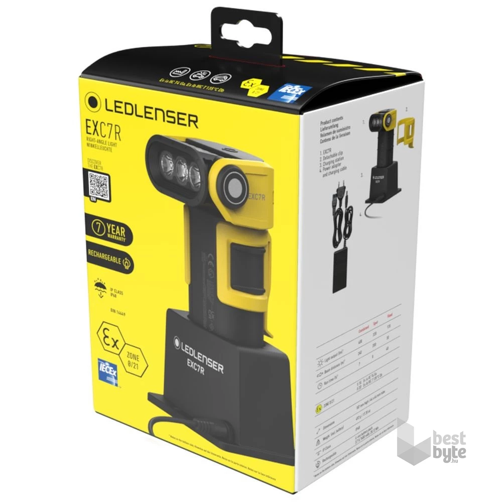 LEDLENSER EXC7R 400lm/240m, Li-ion, 0/21 zóna tölthető robbanásbiztos pipalámpa, töltőállomás