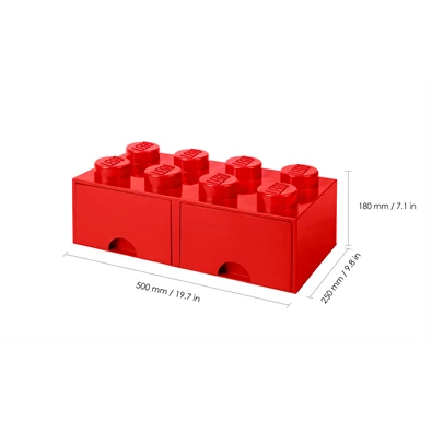 LEGO Fiókos tárolódoboz 2x4, piros