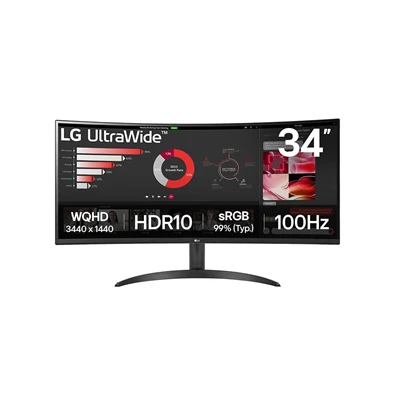 LG 34" 34WR50QK-B.AEU UWQHD VA 100Hz HDMI/DP ívelt monitor