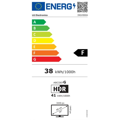 LG 39" 39GX900A-B.AEU UltraGear WQHD OLED 240Hz DP/HDMI/USB/USB-C ívelt gamer monitor