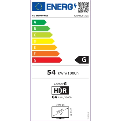 LG 43" 43NANO81T3A 4K UHD HDR Smart NanoCell TV (Újracsomagolt)