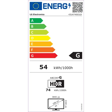 LG 43" 43UA74003LB 4K UHD AI Smart TV