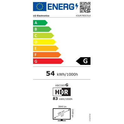 LG 43" 43UR78GC0LK 4K UHD Smart LED TV (Újracsomagolt)