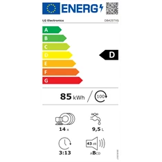 LG DB425TXS programok száma: 10, beépíthető, 14 terítékes mosogatógép 