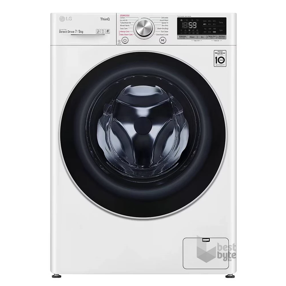 LG F2DV5S7S1E fehér, elöltöltős, keskeny, max.1200ford., 7 kg/5 kg, mosó-szárítógép