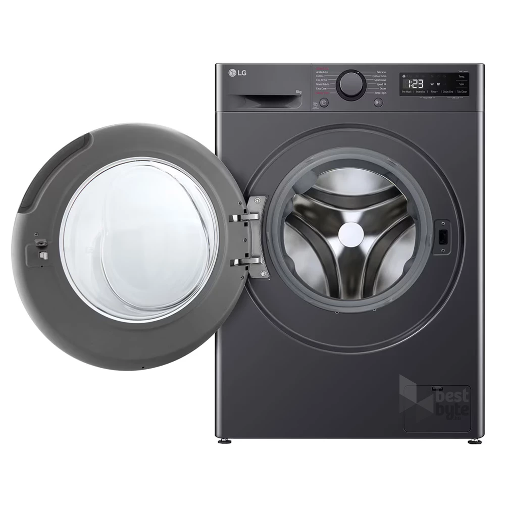 LG F2WR508SBM inox, elöltöltős, keskeny, max.1200ford., 8 kg, mosógép