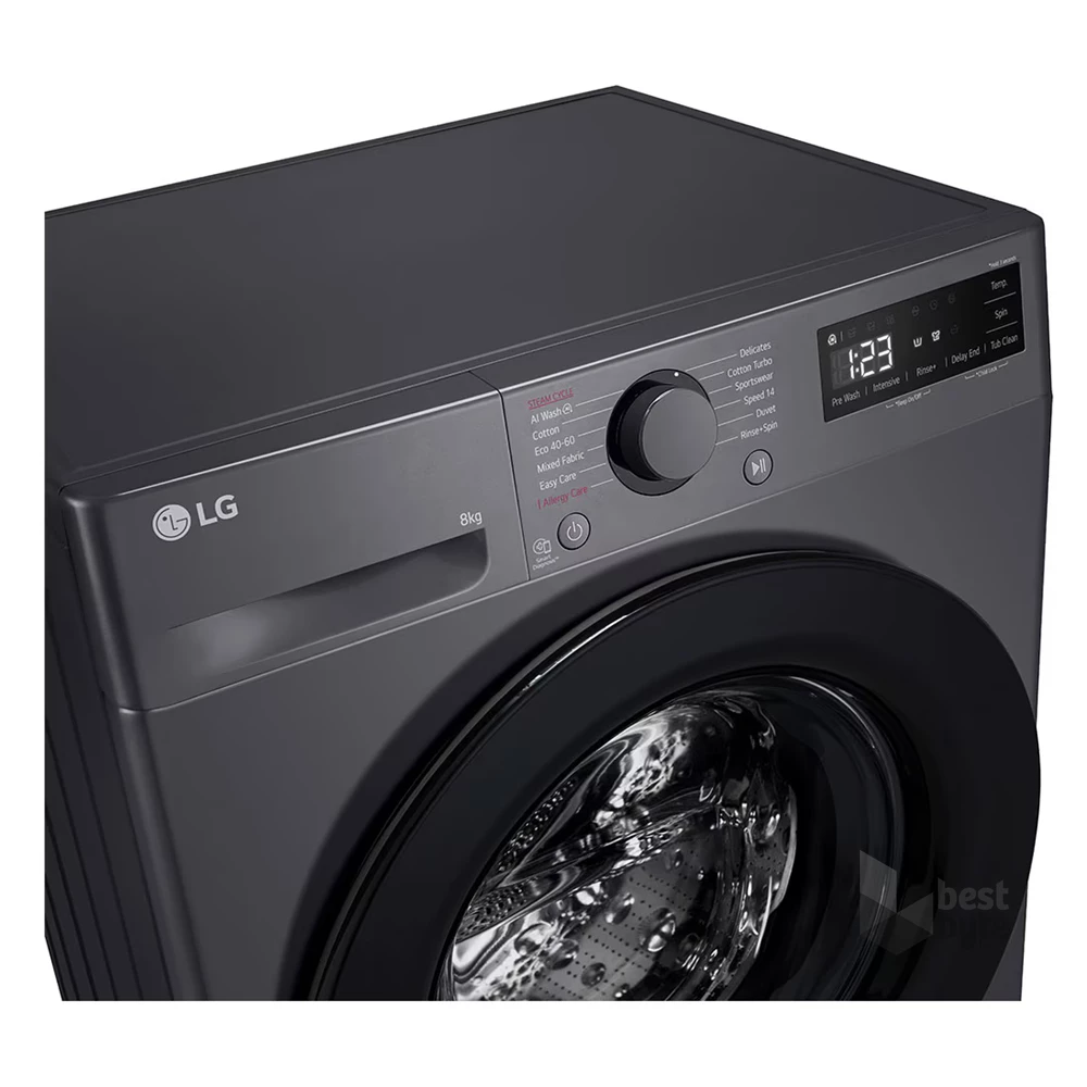 LG F2WR508SBM inox, elöltöltős, keskeny, max.1200ford., 8 kg, mosógép