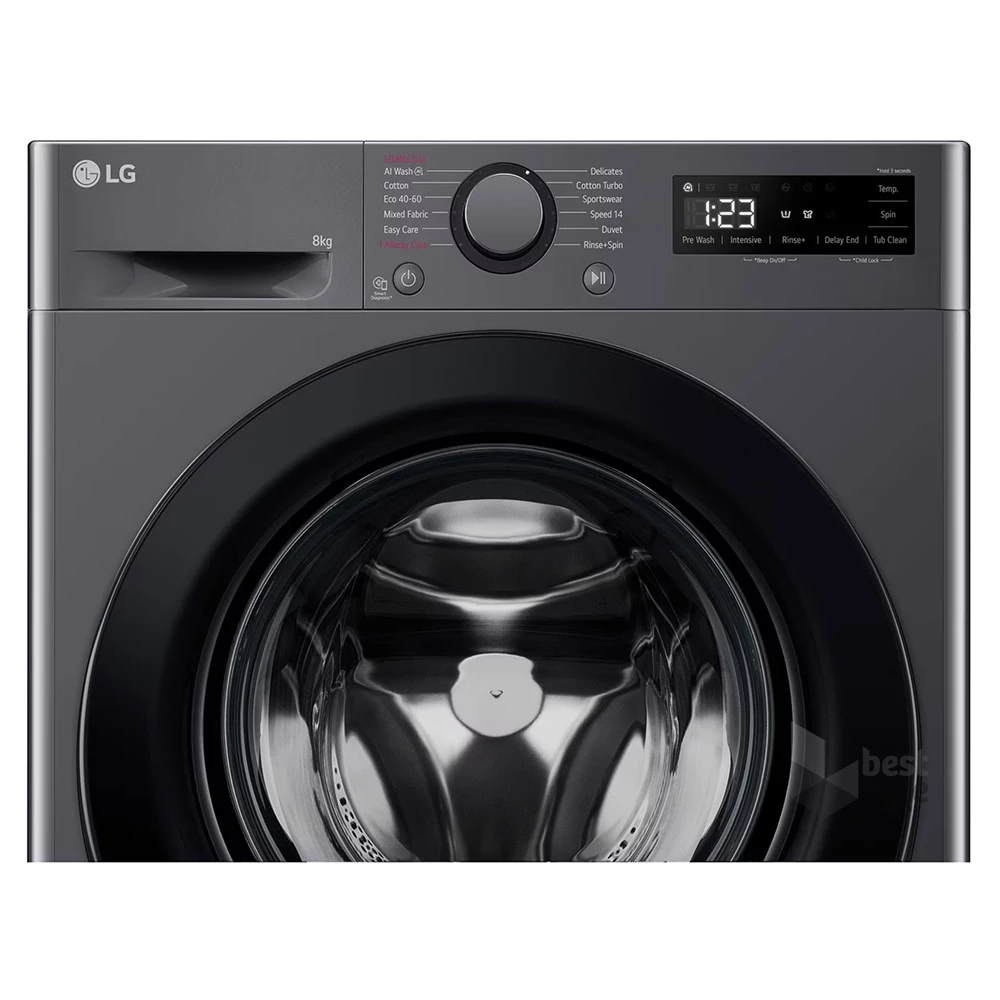 LG F2WR508SBM inox, elöltöltős, keskeny, max.1200ford., 8 kg, mosógép