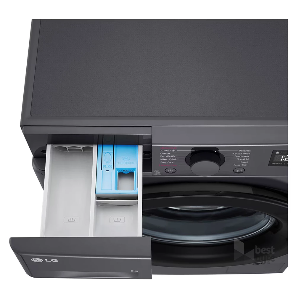 LG F2WR508SBM inox, elöltöltős, keskeny, max.1200ford., 8 kg, mosógép