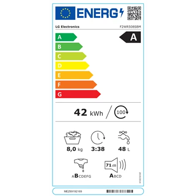 LG F2WR508SBM keskeny 8 kg sötét inox elöltöltős mosógép