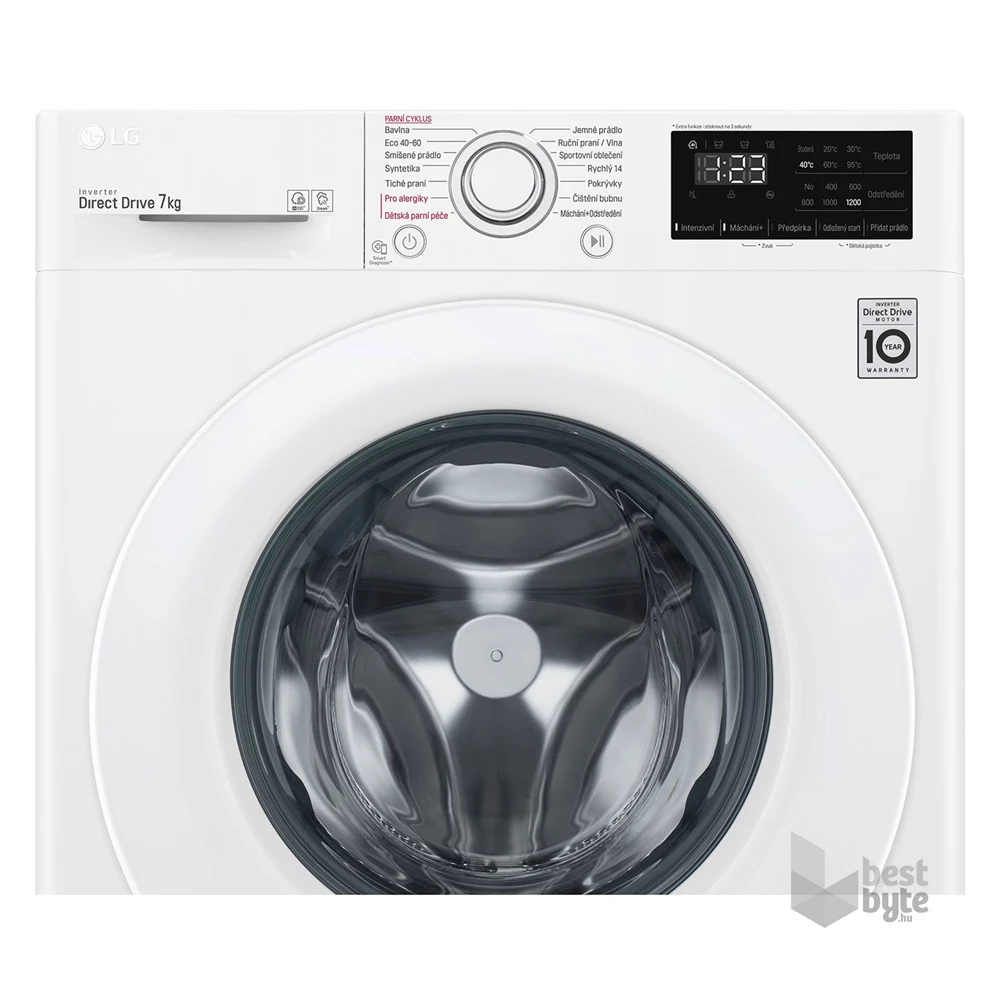 LG F2WV3S7S3E fehér, elöltöltős, keskeny, max.1200ford., 7 kg, mosógép