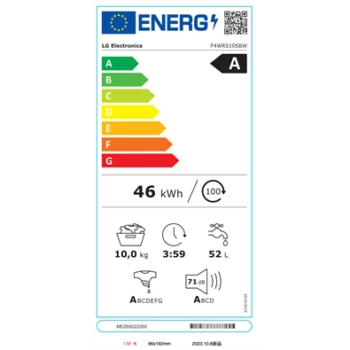 LG F4WR510SBW 10 kg elöltöltős mosógép
