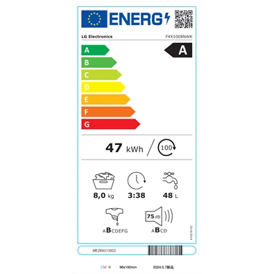 LG F4X1008NWK fehér, elöltöltős, max.1350ford., 8 kg, mosógép
