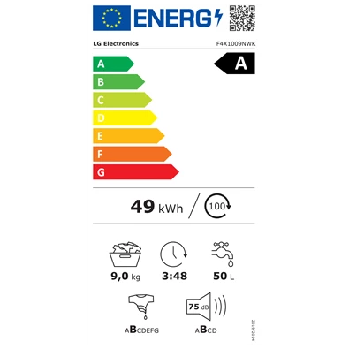 LG F4X1009NWK 9 kg elöltöltős mosógép