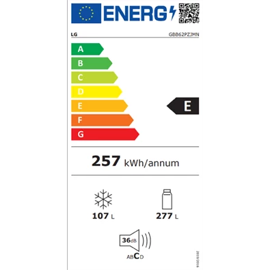 LG GBB62PZJMN inox alulfagyasztós hűtőszekrény
