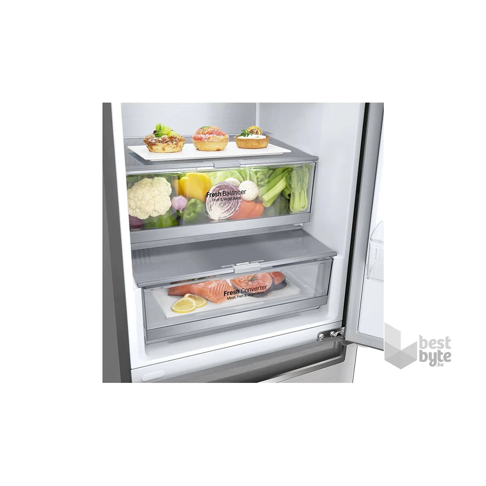 LG GBB92STABP inox, alulfagyasztós, Hűtő:277L, Fagyasztó:107L, DoorCooling + LINEAR Cooling hűtőszekrény