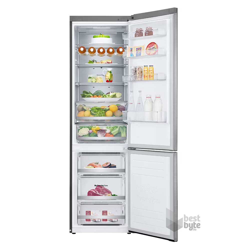 LG GBB92STABP inox, alulfagyasztós, Hűtő:277L, Fagyasztó:107L, DoorCooling + LINEAR Cooling hűtőszekrény