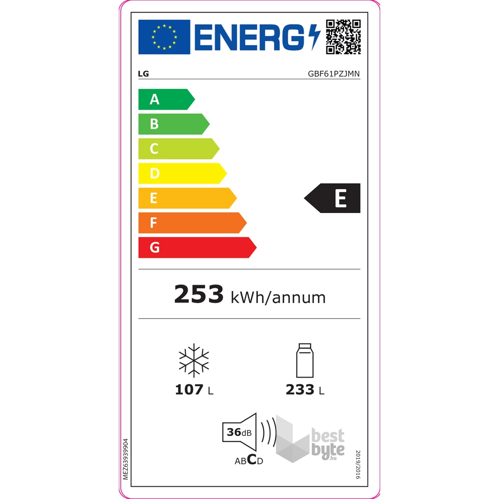 LG GBF61PZJMN alulfagyasztós hűtőszekrény