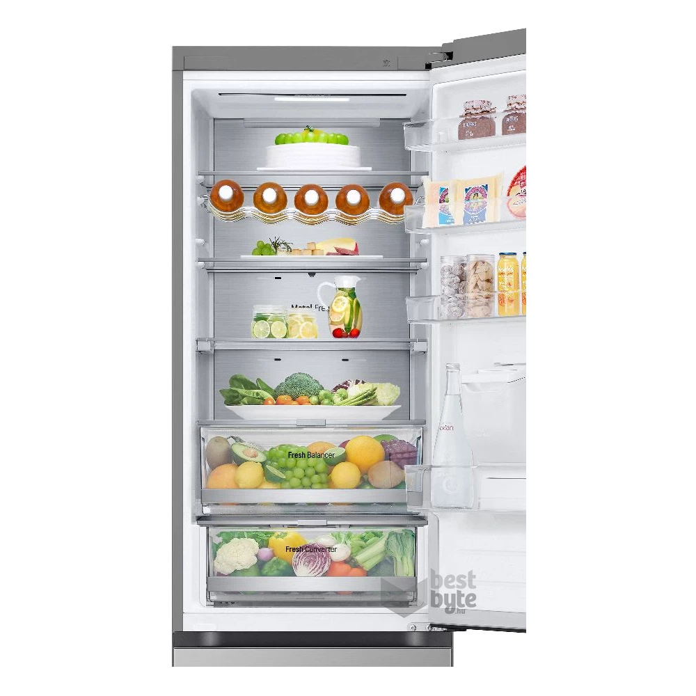 LG GBF7272DPY inox, alulfagyasztós, Hűtő:387L, Fagyasztó:110L, No frost hűtőszekrény
