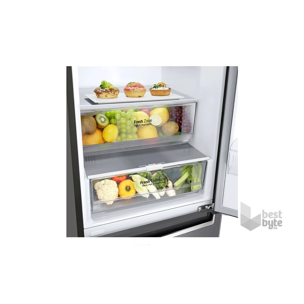 LG GBP62DSNCN1 grafit, alulfagyasztós, Hűtő:277L, Fagyasztó:107L, DoorCooling + LINEAR Cooling hűtőszekrény