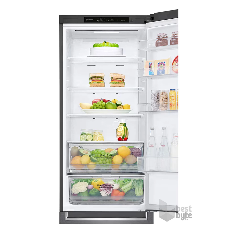 LG GBP62DSNCN1 grafit, alulfagyasztós, Hűtő:277L, Fagyasztó:107L, DoorCooling + LINEAR Cooling hűtőszekrény