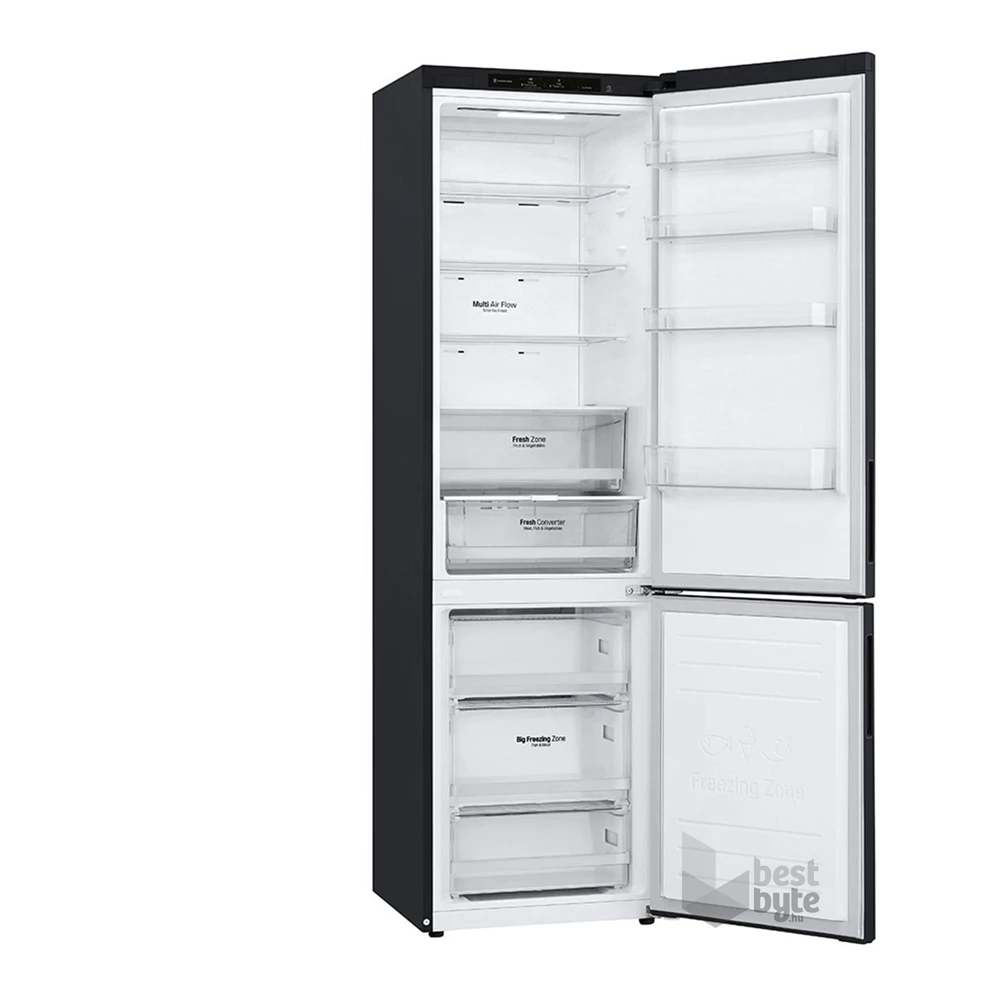 LG GBP62MCNBC mattfekete, alulfagyasztós, Hűtő:277L, Fagyasztó:107L, No frost hűtőszekrény
