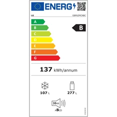 LG GBP62MCNBC mattfekete, alulfagyasztós, Hűtő:277L, Fagyasztó:107L, No frost hűtőszekrény