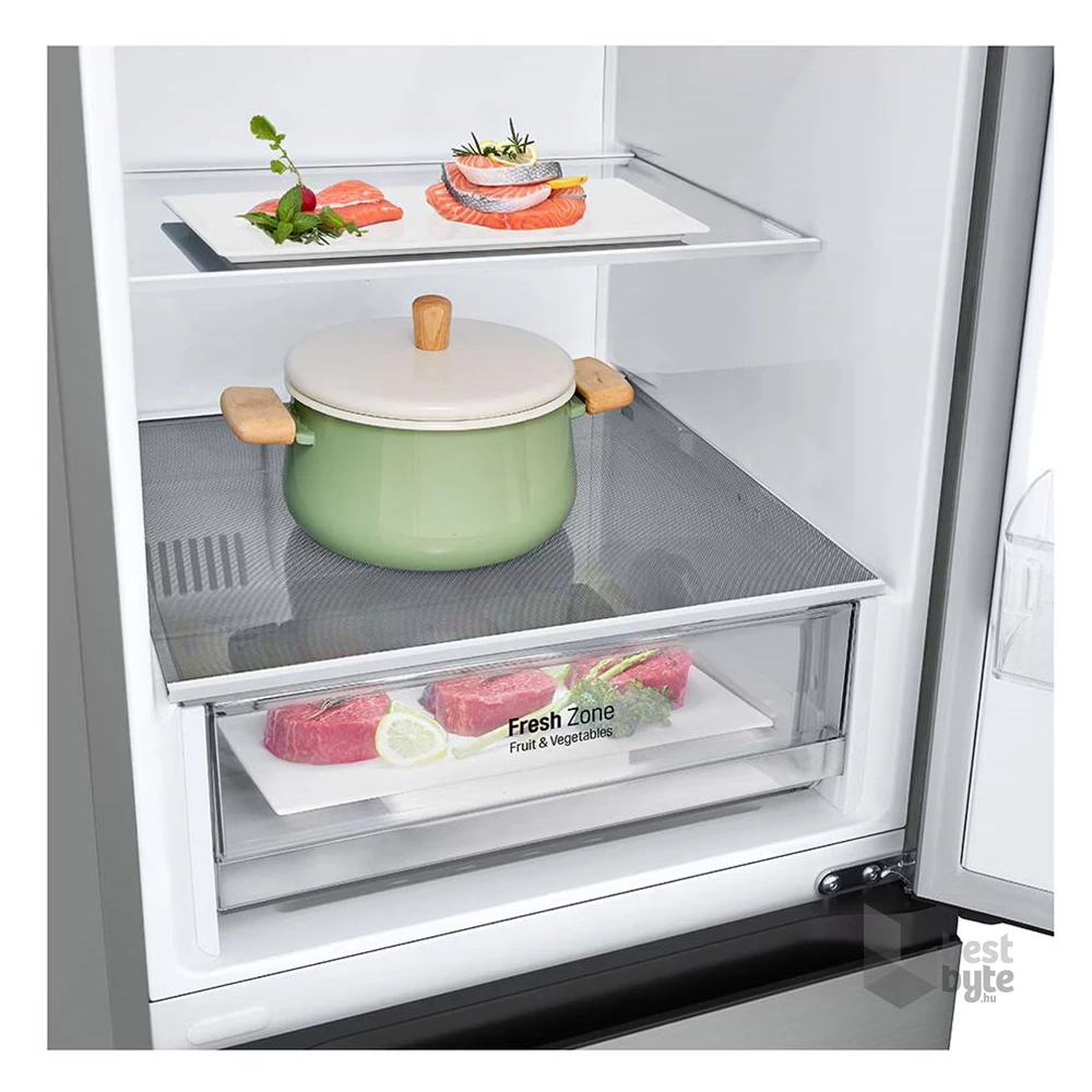 LG GBV21L0EPY ezüst, alulfagyasztós, Hűtő:234L, Fagyasztó:110L, DoorCooling + LINEAR Cooling hűtőszekrény