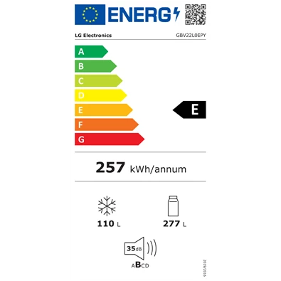 LG GBV22L0EPY ezüst alulfagyasztós hűtőszekrény