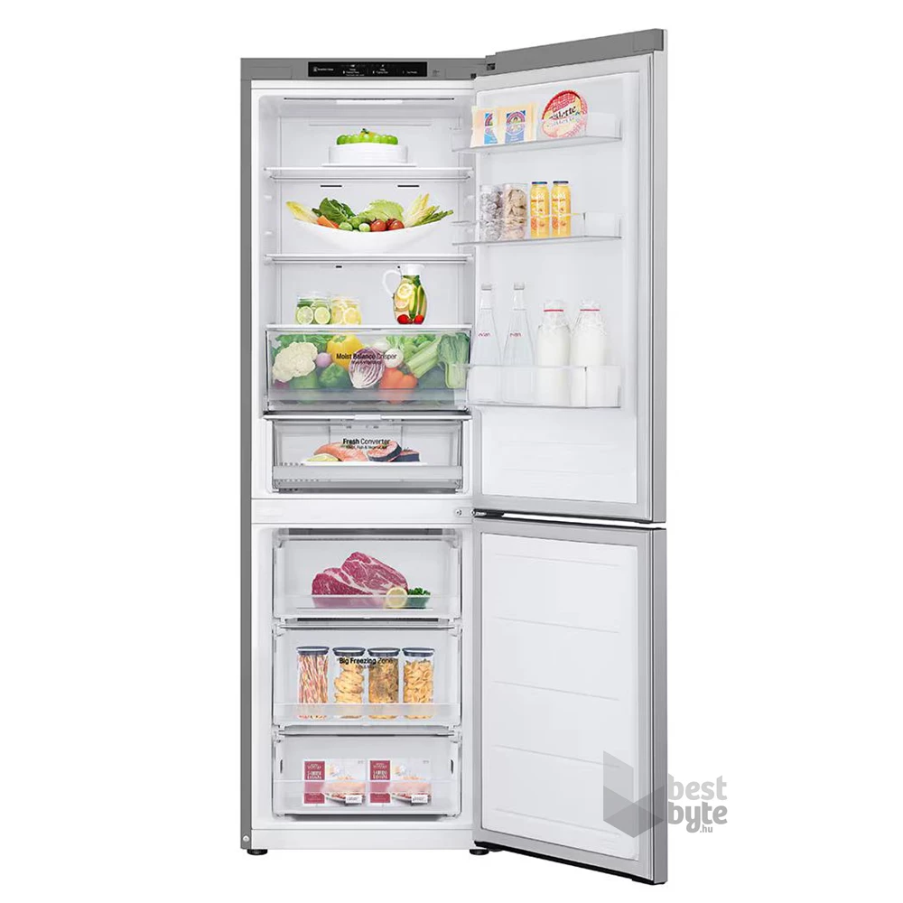 LG GBV3100CPY hamvasezüst, alulfagyasztós, Hűtő:234L, Fagyasztó:110L, DoorCooling + LINEAR Cooling hűtőszekrény