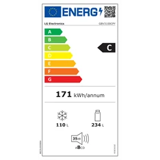 LG GBV3100CPY hamvasezüst, alulfagyasztós, Hűtő:234L, Fagyasztó:110L, DoorCooling + LINEAR Cooling hűtőszekrény