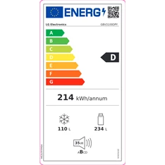LG GBV3100DPY mattezüst, alulfagyasztós, Hűtő:234L, Fagyasztó:110L, DoorCooling hűtőszekrény