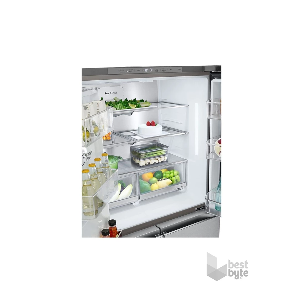 LG GMG960MBEE metál, négyajtós, Hűtő:364L, Fagyasztó:274L, DoorCooling + LINEAR Cooling hűtőszekrény
