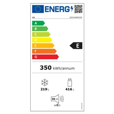 LG GSXV90MCDE fekete, Side-by-Side, Hűtő:416L, Fagyasztó:219L, Total No frost hűtőszekrény