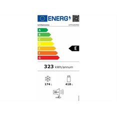 LG GTF916PZPED ezüst, felülfagyasztós, Hűtő:418L, Fagyasztó:174L, Total No frost hűtőszekrény