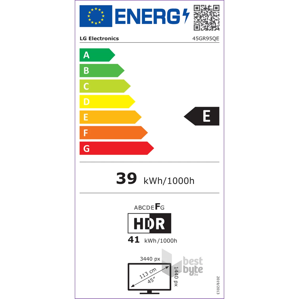 LG 45" 45GR95QE-B UWQHD 240Hz HDMI/DP/USB OLED gamer monitor
