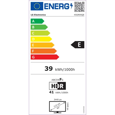 LG 45" 45GR95QE-B UWQHD 240Hz HDMI/DP/USB OLED gamer monitor