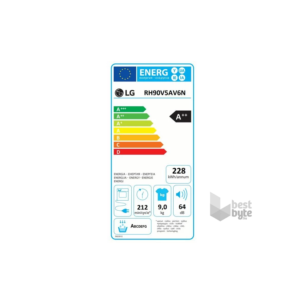 LG RH90V5AV6N fehér, 9 kg, hőszivattyús, szárítógép