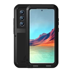 LOVE MEI GP-121271 Galaxy S22 Ultra 5G (SM-S908) fém keret fekete tok